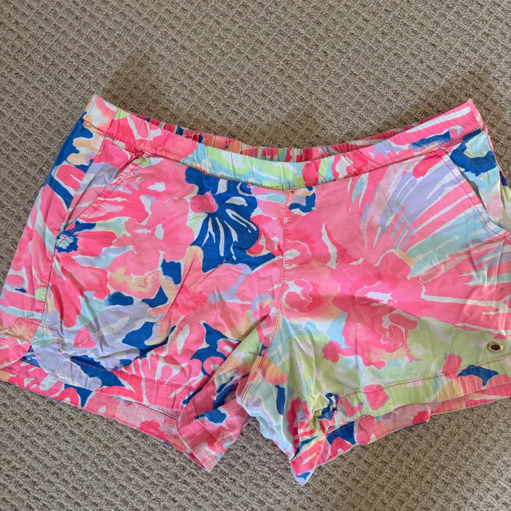 Lilly Pulitzer Floral Pink Multi Women's Cotton Blend Shorts